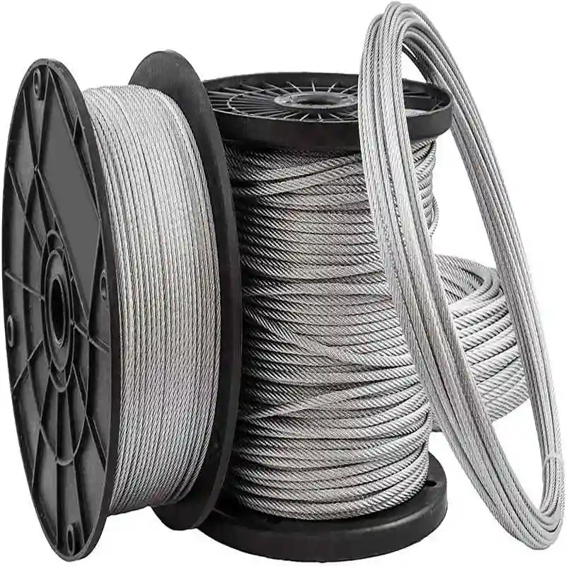 7X7 Galvanized Steel Wire Rope 5/64" Galvanized Aircraft Cable 500FT Plastic Reels