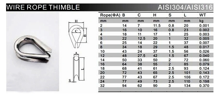 Stainless Steel Wire Rope Fittings Thimble